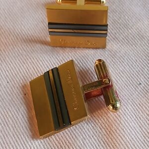 Dior Gold and Black Striped Men’s Cuff Links